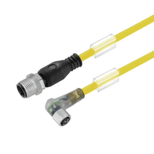 Sensor-actuator Cable, M12  M8, Number of poles 3, 1.5 m, pin, straight - socket, 90, LED Yes, Shielded No