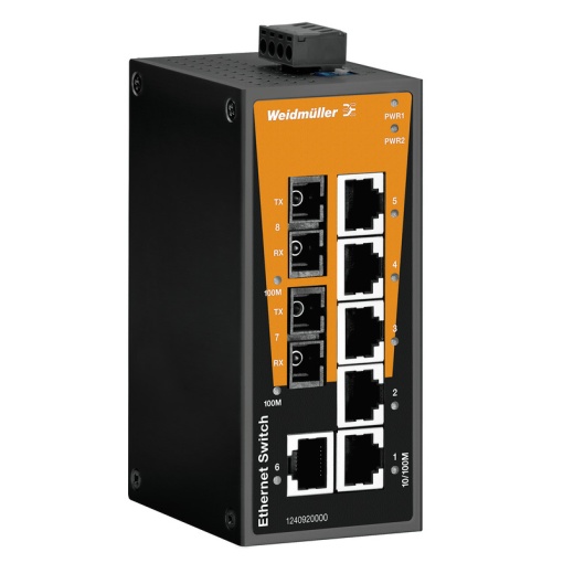 Network switch, unmanaged, Fast Ethernet, 6x RJ45, 2  SC Multi-mode, -40 C...75 C, IP30