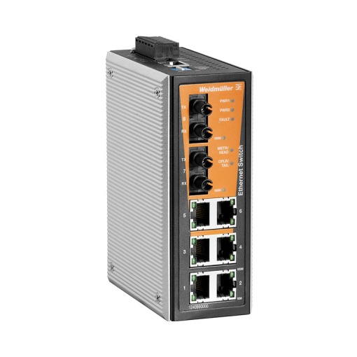 Network switch, managed, Fast Ethernet, 6x RJ45, 2  ST Multi-mode, -40 C...75 C, IP30