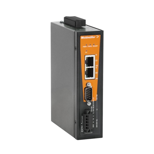 Ethernet converter serial, 2x RJ45 10100BASE-TX, 1x DB9 for RS-232, 1x terminal block for RS-422485, -40 C...75 C, IP30