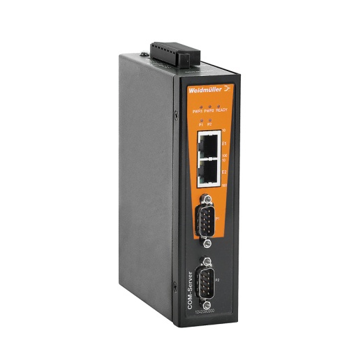 Ethernet converter serial, 2x RJ45 10100BASE-TX, 2x DB9 for RS-232422485, -40 C...75 C, IP30