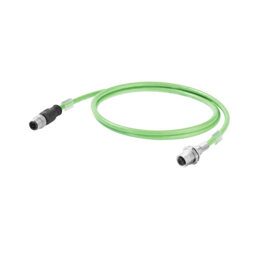 PROFINET Cable assembled, M12 D-code  flange, M12 D-code  pin straight, Number of poles 4, Length 7 m