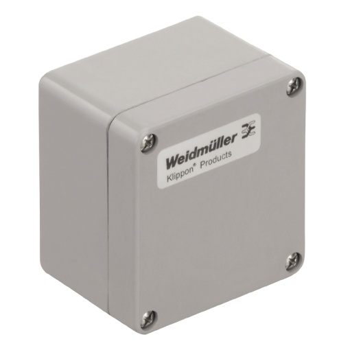 Plastic housing, Klippon POK polyester empty enclosure, 80 x 75 x 55 mm, Glass fibre-reinforced polyester, untreated, polished, Silver grey
