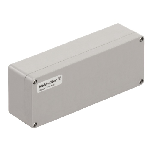 Plastic housing, Klippon POK polyester empty enclosure, 230 x 75 x 56 mm, Glass fibre-reinforced polyester, untreated, polished, Silver grey