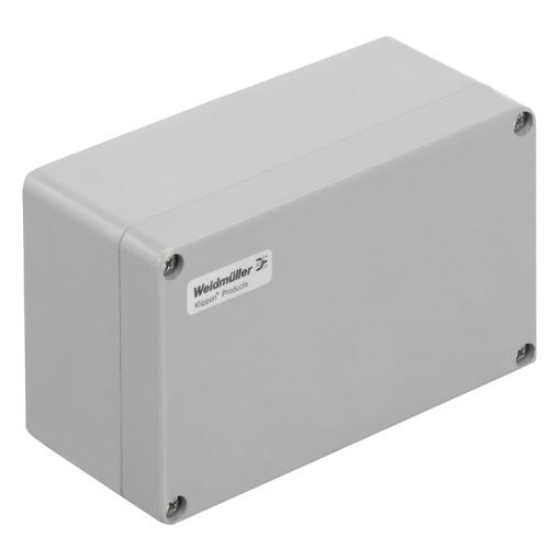 Plastic housing, Klippon POK polyester empty enclosure, 220 x 120 x 90 mm, Glass fibre-reinforced polyester, untreated, polished, Silver grey