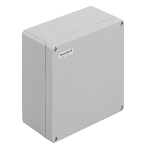 Plastic housing, Klippon POK polyester empty enclosure, 255 x 250 x 120 mm, Glass fibre-reinforced polyester, untreated, polished, Silver grey