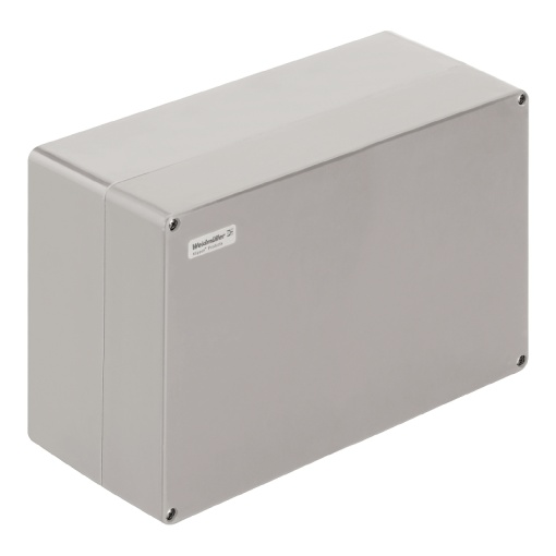 Plastic housing, Klippon POK polyester empty enclosure, 400 x 250 x 160.5 mm, Glass fibre-reinforced polyester, untreated, polished, Silver grey