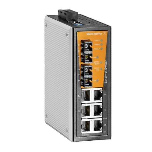 Network switch, managed, Fast Ethernet, 6x RJ45, 2  SC Multi-mode, -40 C...75 C, IP30