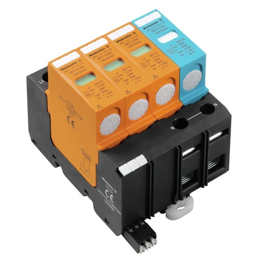 Surge voltage arrester  power supply systems, with remote contact, Leakage-current-free, Type I  II, Low voltage network TN-C-S, TN-S, III, IV, AC