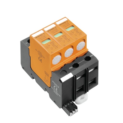 Surge voltage arrester  power supply systems, with remote contact, Leakage-current-free, Type I  II, Low voltage network TN-C, III, IV, AC, 230 V