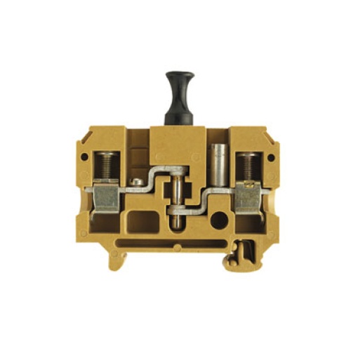 Test-disconnect terminal, Screw connection, medium yellow, 10 mm², 27 A, 500 V, Number of connections 2, Number of levels 1