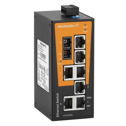 Network switch, unmanaged, Fast Ethernet, 7x RJ45, 1  SC Multi-mode, -10 C...60 C, IP30