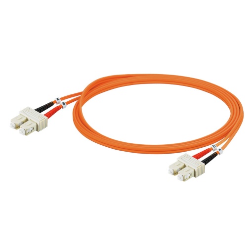 Assembled Fibre-optic data cable, ZIPCORD, SC duplex IP 20, SC duplex IP 20, LSZH, 50 µm, 5 m