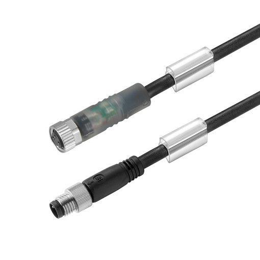 Sensor-actuator Cable, M8  M8, Number of poles 3, 0.5 m, pin, straight - socket, straight, LED Yes, Shielded No