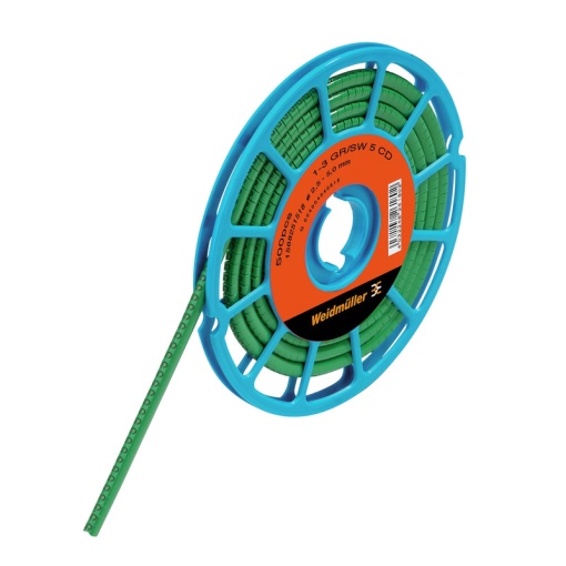 Cable coding system, green, Conductor O.D.2.5 - 5 mm, Numbers, PVC, soft, without Cadmium, -30...80 C