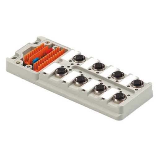Sensor-actuator passive distributor without cable, Hood distributor lower part, M12, 30 V, A-coded, LED Yes, LED initiator Yes, Wiring type PNP