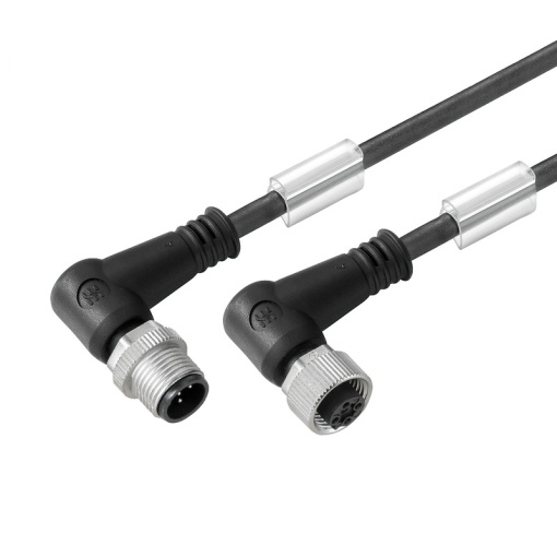 Sensor-actuator Cable, M12  M12, Number of poles 3, 1 m, pin, 90 - socket 90, LED No, Shielded No