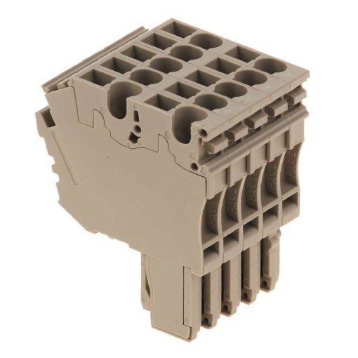 Plug terminal, Plug-in connection, 2.5 mm², 24 A, 500 V, Number of connections 10, Number of poles 5, Width 25 mm