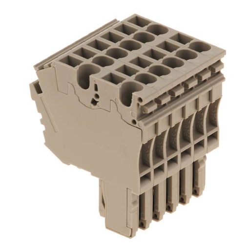Plug terminal, Plug-in connection, 2.5 mm², 24 A, 500 V, Number of connections 12, Number of poles 6, Width 30.6 mm