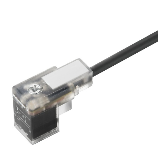 Valve cable assembled, One end without connector - valve plug, Industrial design C 9.4 mm, Cable length 1.5 m, PUR, black