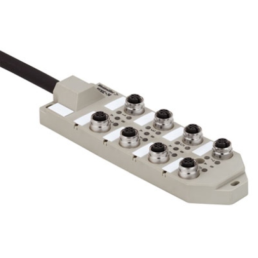 Sensor-actuator passive distributor with cable, Fixed cable version, M12, 30 V, A-coded, LED Yes, LED initiator Yes, Wiring type PNP
