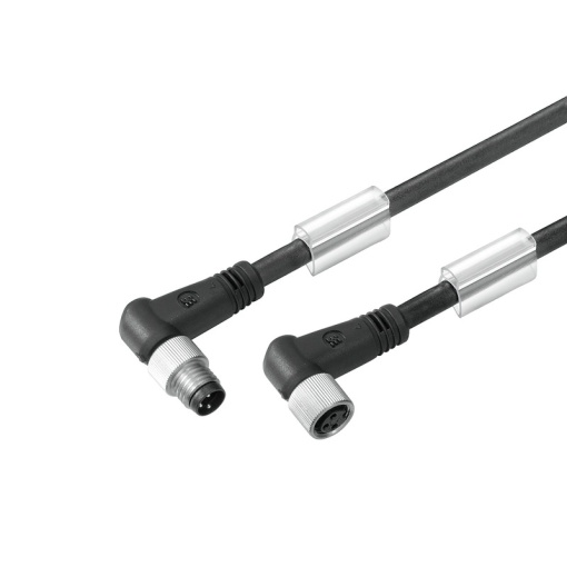 Sensor-actuator Cable, M8  M8, Number of poles 3, 0.5 m, pin, 90 - socket 90, LED No, Shielded No