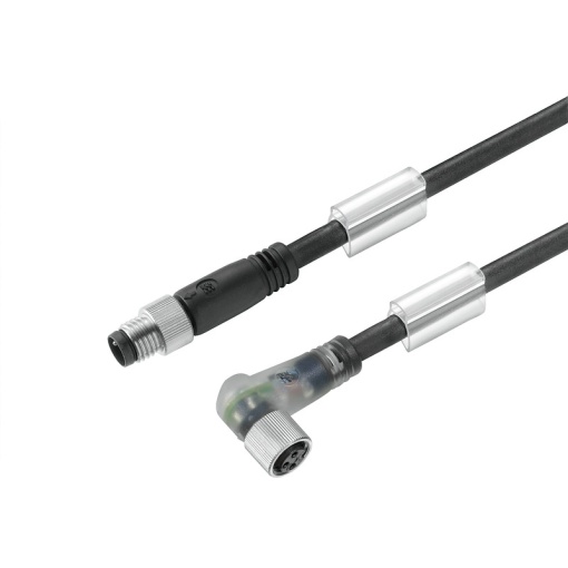 Sensor-actuator Cable, M8  M8, Number of poles 3, 0.3 m, pin, straight - socket, 90, LED Yes, Shielded No