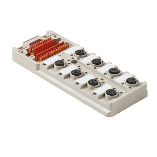 Sensor-actuator passive distributor without cable, Hood distributor lower part, M12, 30 V, A-coded, LED Yes, LED initiator Yes, Wiring type PNP