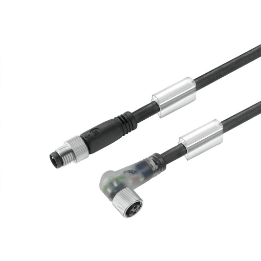 Sensor-actuator Cable, M8  M8, Number of poles 4, 3 m, pin, straight - socket, 90, LED Yes, Shielded No