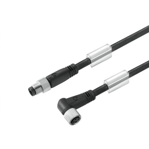 Sensor-actuator Cable, M8  M8, Number of poles 4, 10 m, pin, straight - socket, 90&deg;, LED No, Shielded No