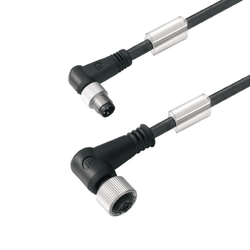 Sensor-actuator Cable, M8  M12, Number of poles 3, 1.5 m, pin, straight - socket, 90&deg;, LED No, Shielded No