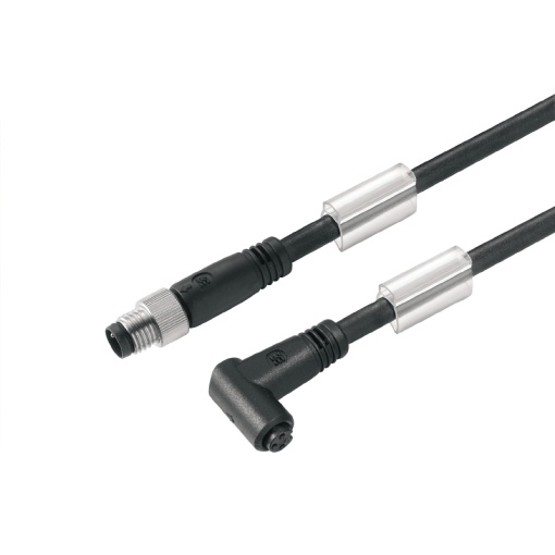 Sensor-actuator Cable, M8  M8, Number of poles 4, 1.5 m, pin, straight - socket, 90, LED No, Shielded No
