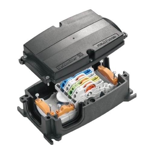 Energy distribution terminal strip with housing, AC, IP65, in complete state, Polycarbonate, GRP, Distribution