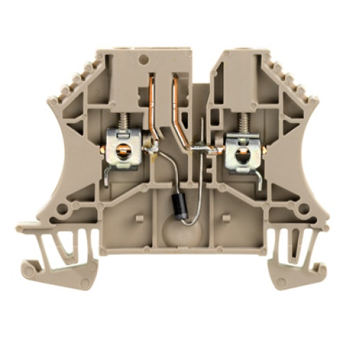 Test-disconnect terminal, Screw connection, dark beige, 2.5 mm², 0.5 A, 500 V, Number of connections 2, Number of levels 1