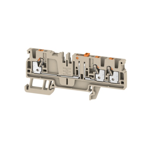 Test-disconnect terminal, PUSH IN, dark beige, 2.5 mm², 20 A, 500 V, Number of connections 3, Number of levels 1