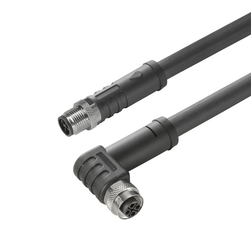 Sensor-actuator Cable, M12  M12, Number of poles 3, 5 m, pin, straight - socket, 90&deg;, LED No, Shielded No