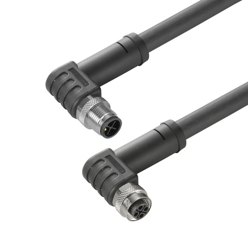 Sensor-actuator Cable, M12  M12, Number of poles 3, 5 m, pin, 90&deg; - socket 90&deg;, LED No, Shielded No