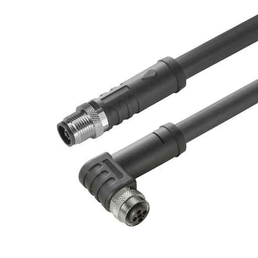 Sensor-actuator Cable, M12  M12, Number of poles 4, 10 m, pin, straight - socket, 90&deg;, LED No, Shielded No