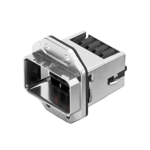 Power plug-in connector industrial ethernet, Power connector, Flange, Colour Silver grey, IP67, Number of poles 5