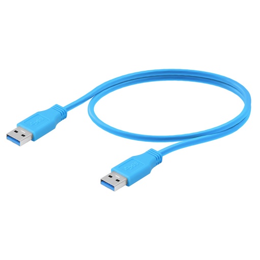 USB cable, USB A 3.0, PVC, blue, Length 1.8 m