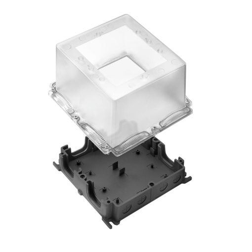 Plastic housing, FieldPower, 196 x 196 x 155 mm, Plastic, GRP, untreated, black, Transparent
