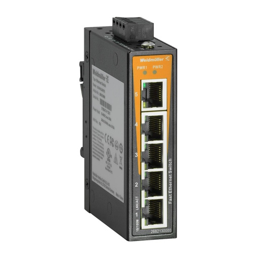 Network switch, unmanaged, Fast Ethernet, 5x RJ45, -40 C...75 C, IP30