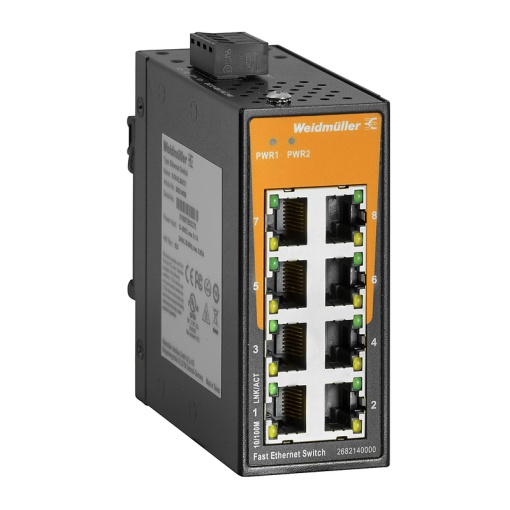 Network switch, unmanaged, Fast Ethernet, 8x RJ45, -40 C...75 C, IP30