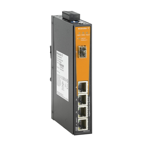 Network switch, unmanaged, Gigabit Ethernet, 4 x RJ45, 1x 1000BaseSFP Slot, -40 C...75 C, IP30
