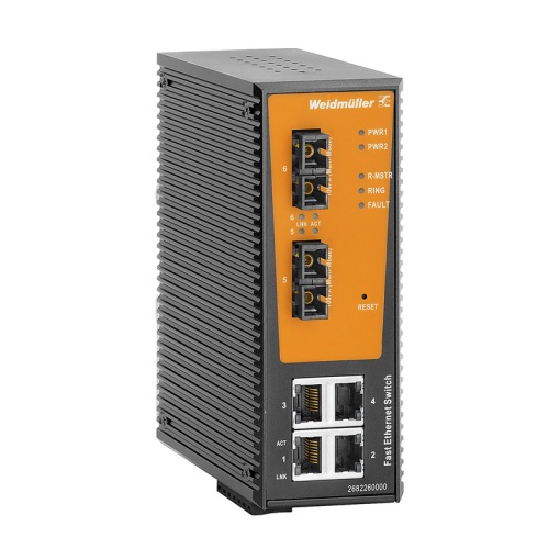 Network switch, lite managed, Fast Ethernet, 4 x RJ45, 2  SC Multi-mode, -40 C...75 C, IP30