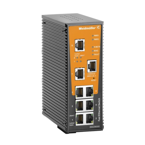 Network switch, managed, Fast Ethernet, 8x RJ45, -40 C...75 C, IP30