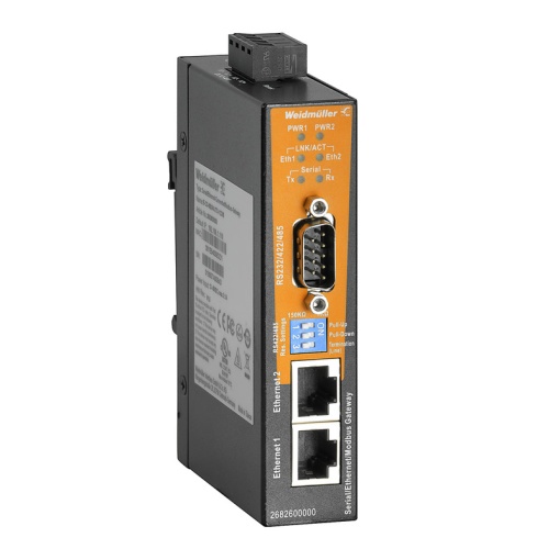 Ethernet converter serial, 2x RJ45 10100BASE-TX, 1x DB9 male for RS-232422485, -40 C...70 C, IP30