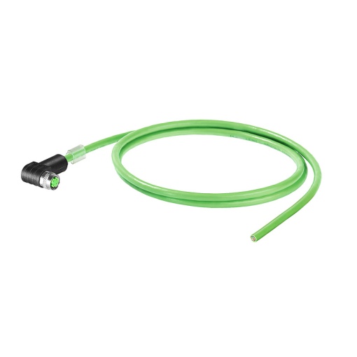 PROFINET Cable assembled, M8 D-code - IP67 angeled socket, Open, Number of poles 4, Length 10 m