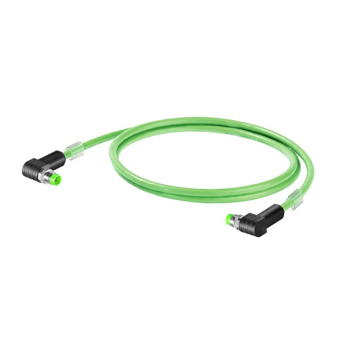 PROFINET Cable assembled, M8 D-code - IP67 angeled pin, M8 D-code - IP67 angeled pin, Number of poles 4, Length 3 m