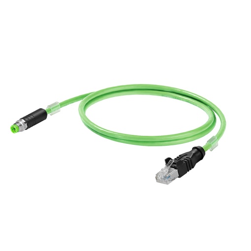 PROFINET Cable assembled, M8 D-code - IP67 straight pin, RJ45 IP 20, Number of poles 4, Length 30 m